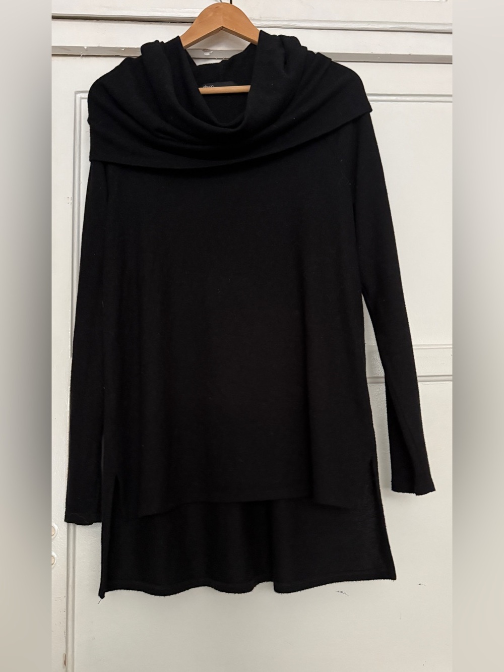 GIBSON LOOK black Convertible Cowl-Neck Cozy Fleece Sweater